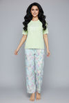 Zivame Abstract Print Cotton Loungewear Set - Ice Water — thumbnail 2